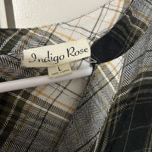 Black/White/Green/Yellow plaid long sleeve dress